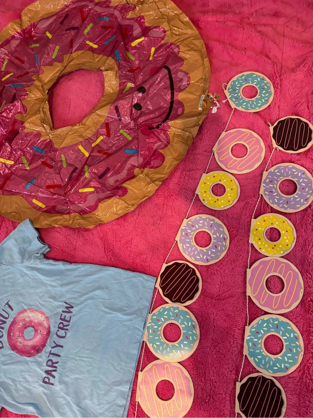 Donut Party Crew T-Shirt & Party Supplies - Blue, Pink, Purple